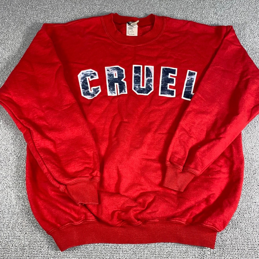 VTG Cruel Girl Sweatshirt Womens Large Red Crewneck Graphic Pullover Long Sleeve